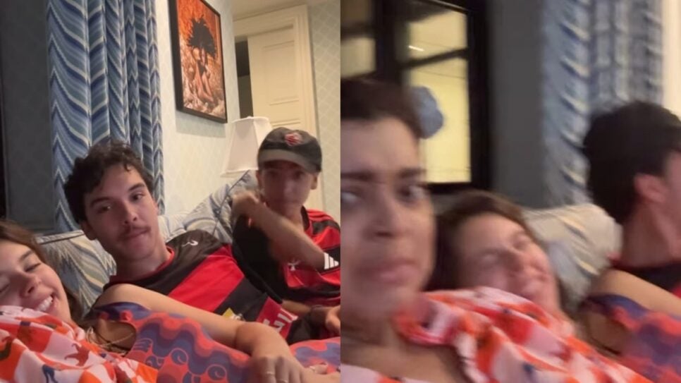Flor, Bento e Dom - sobrinhos da cantora assistem com ela a jogo do Flamengo (Foto: Reprodução/ Instagram)