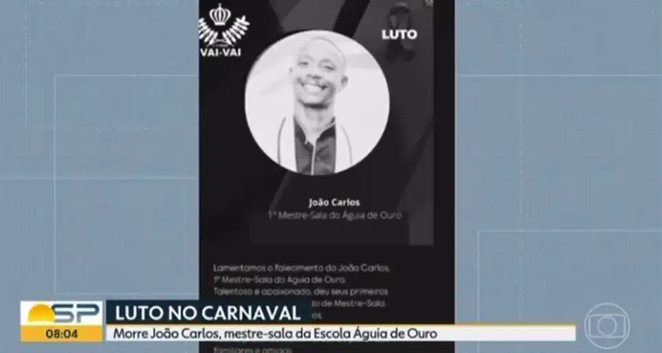Escolas de samba prestam homenagens ao mestre-sala da Águia de Ouro, que morreu aos 41 anos (Foto: Reprodução/ Globoplay)