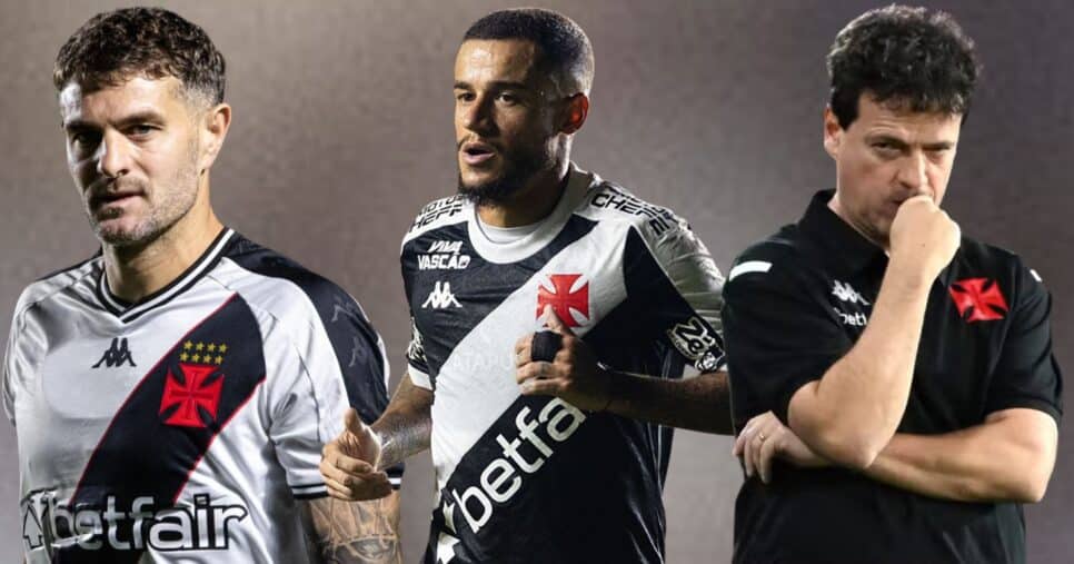 Vegetti, Coutinho e Fernando Diniz (Foto: Reprodução / Vasco / Montagem TV Foco)