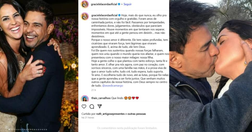 Zezé recebe recado de sua esposa nas redes sociais (Foto: Reprodução/Montagem TV Foco)