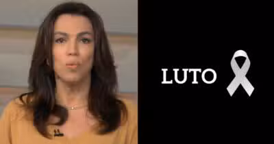 Ana Paula Araújo no Bom Dia Brasil e imagem de luto (Fotos: Reproduções / Globo / Canva)