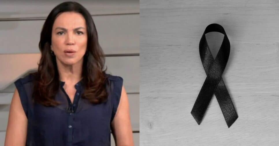 Ana Paula Araújo no Bom Dia Brasil e imagem de luto (Fotos: Reproduções / Globo / Canva)