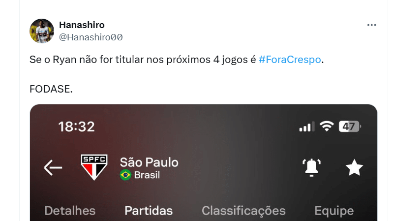  Demissão de Crespo é exigida ao São Paulo - Foto X