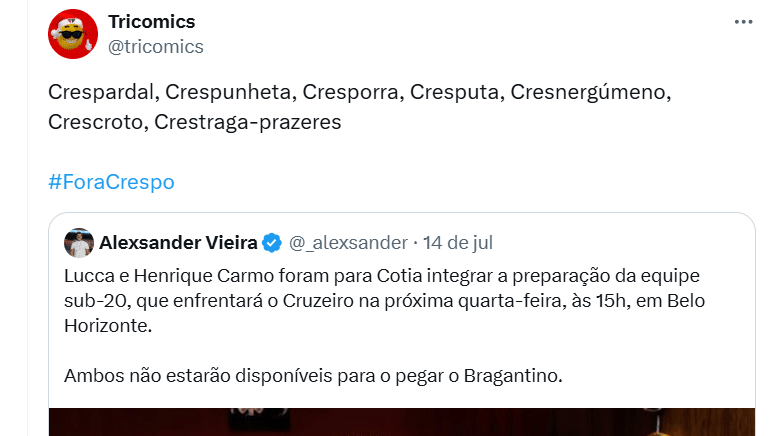  Demissão de Crespo é exigida ao São Paulo - Foto X