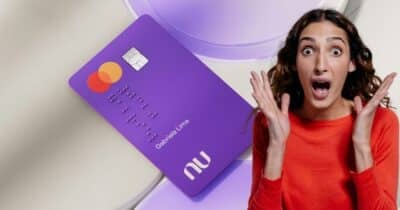 Cartão Nubank e mulher chocada (Fotos: Reproduções / Canva / Divulgação)