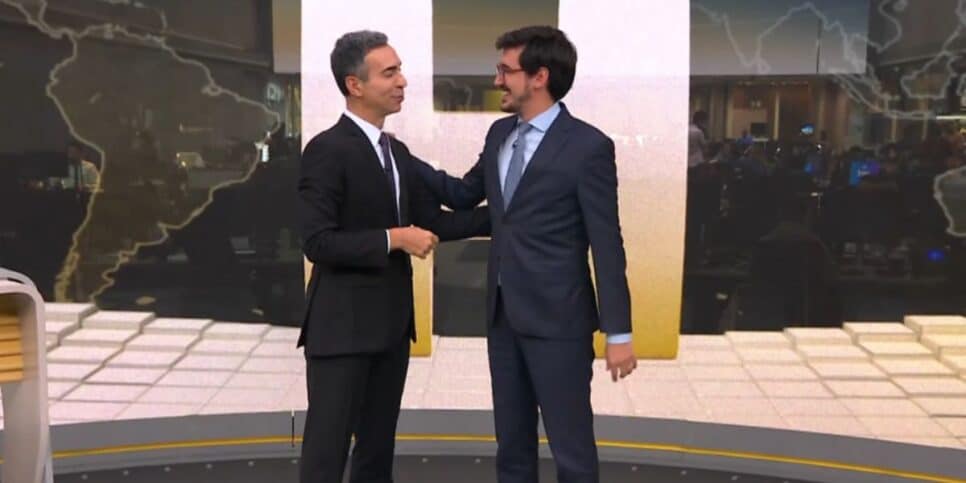 César Tralli e Nilson Klava no Jornal Hoje  (Foto: Reprodução / Globo)