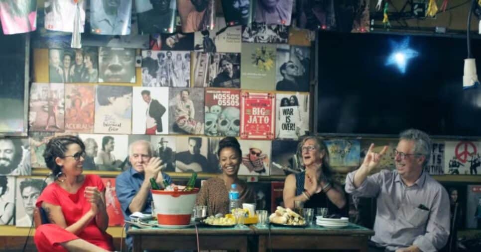 ilustração escritores em bar