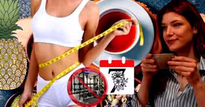 Ilustração de chá emagrecedor, o qual seca barriga sem academia e em 7 dias (Foto Reprodução/Montagem/Lennita/Canva/GMN)