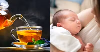 Ilustração de chás e bebê com cólica - Foto Reprodução Internet