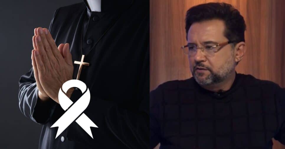 Ilustrações padre, luto e Geraldo Luís (Fotos: Reproduções / Canva / YouTube)