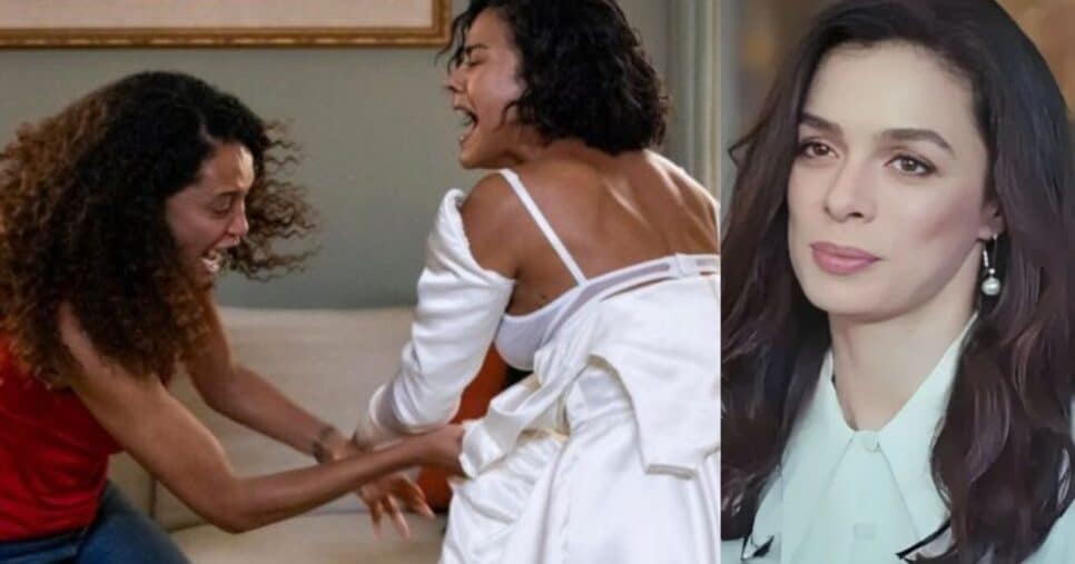Maria de Fatima (Bella Campos) e Raquel (Tais Araujo) em Vale Tudo e Bahar (Özge Özpirinçci) em Força de Mulher (Fotos: Reproduções / Globo / Record)