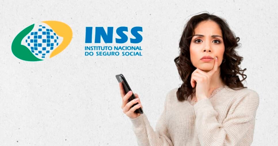 Mulher com celular- logo do INSS (Foto: Reprodução)