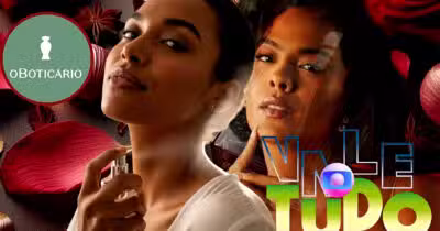 Ilustração de mulher passando perfume, logo do Boticário e imagem de Maria de Fátima, de Vale Tudo, novela da Globo (Foto Reprodução/Montagem/Lennita/Tv Foco/Canva/Globo/Lennita/GMN)