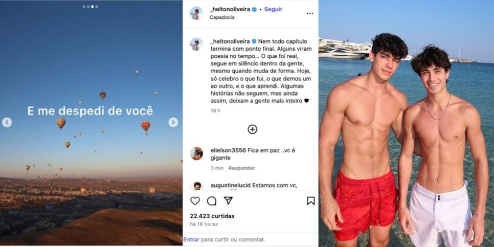 Publicação de Helton Oliveira e ex-namorados (Fotos: Reproduções / Instagram)