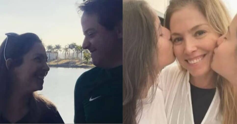 Roberta Índio e o marido/ com as filhas (Foto Reprodução/Montagem/YouTube)