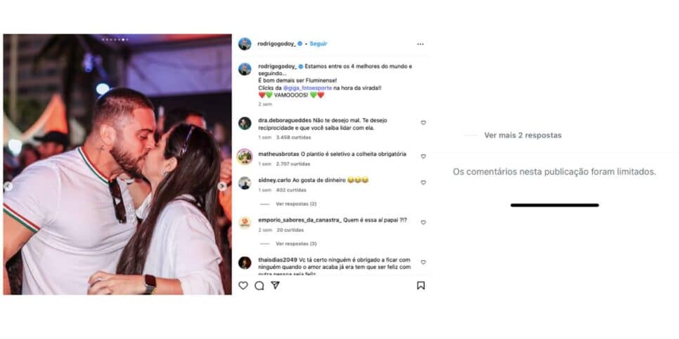 Rodrigo Godoy restringe comentários (Foto: Reprodução / Instagram)
