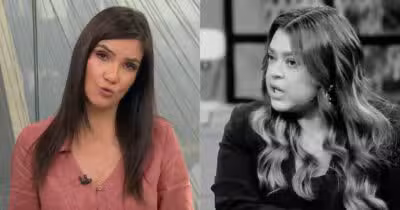 Sabina Simonato no estúdio do Bom Dia São Paulo e Preta Gil (Fotos: Reproduções / Globo)