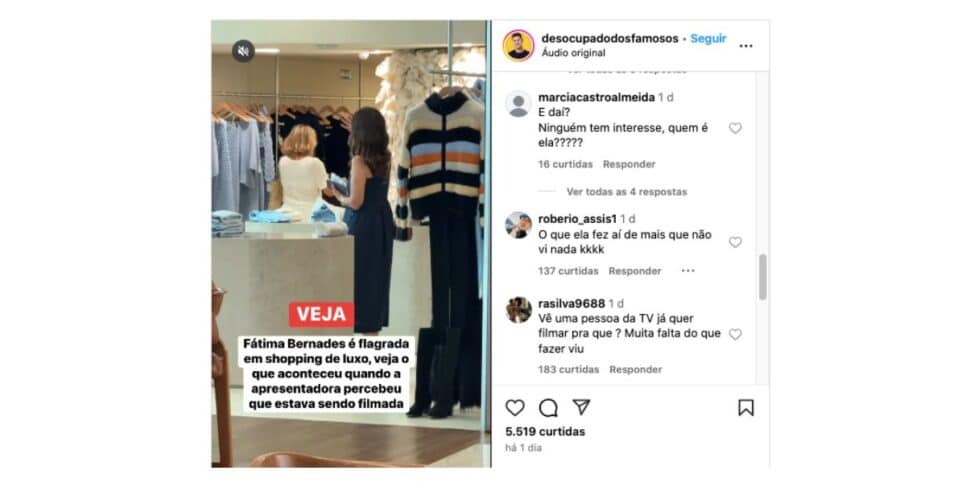Vídeo de Fátima Bernades (Foto: Reprodução / Instagram) 