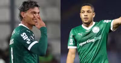 Vitor Roque e Richard Ríos - Palmeiras (Foto: Reprodução)