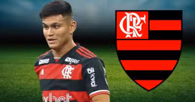 Alcaraz e logo do Flamengo (Foto: Reprodução / FFC / Canva)