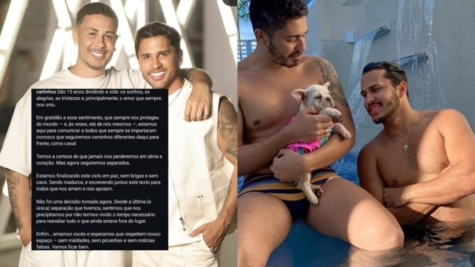 Carlinhos Maia e Lucas Guimarães confirmam divórcio em nota oficial colaborativa nas redes sociais (Foto: Reprodução/ Instagram/ Montagem)