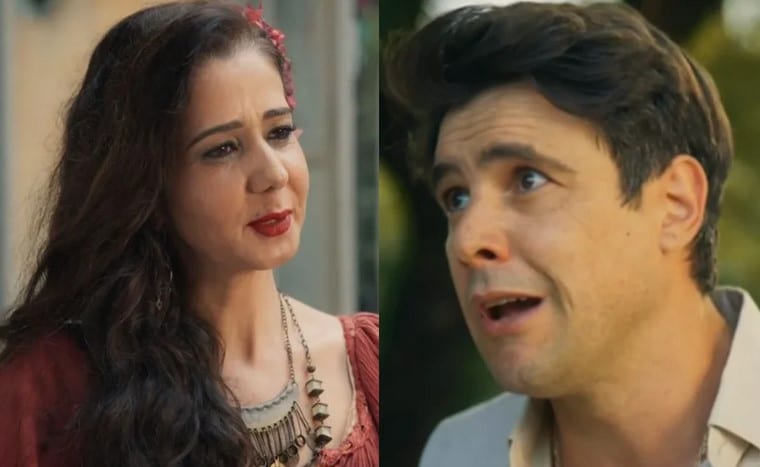 Cigana e Candinho em Êta Mundo Melhor! (Foto: Reprodução / Globo)