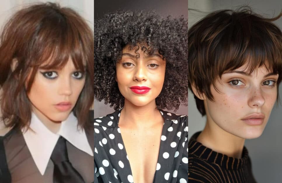 Cortes de cabelo com franjas assimétricas (Foto: Reprodução/Montagem TV Foco)