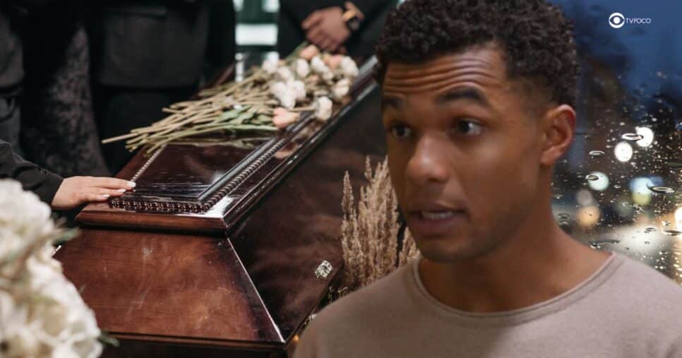 Ilustração de velório e Samuel em Dona de Mim (Foto: Reprodução / Globo / Montagem TV Foco)