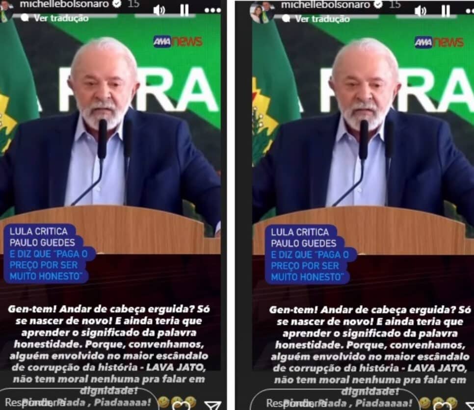 Michelle ataca Lula nas redes sociais (Foto: Reprodução/Montagem)