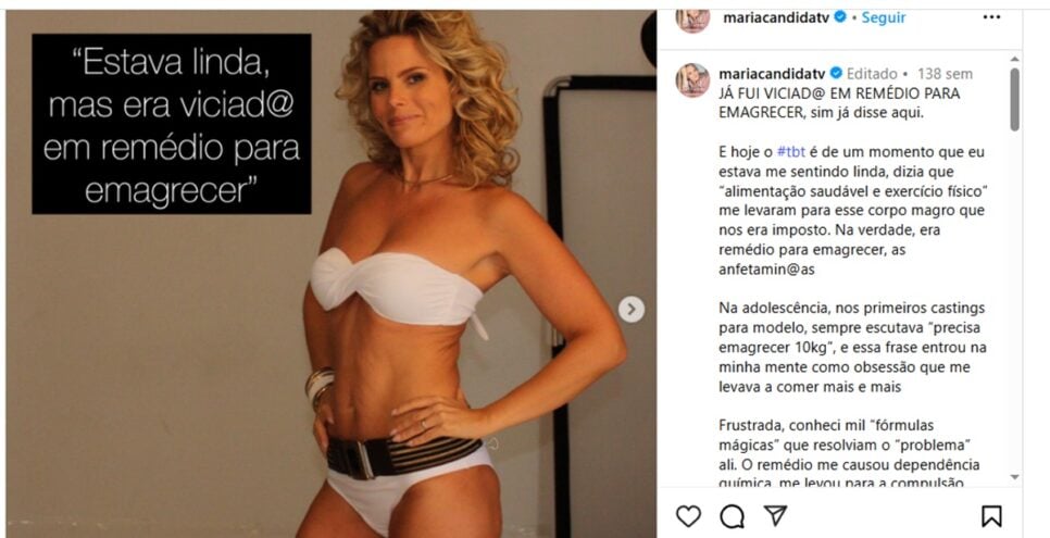Famosa expôs lutra contra vício em remédios para emagrecer (Foto: Reprodução/ Instagram)