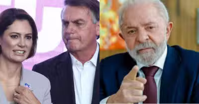 Michelle dá recado amargo a Lula com Bolsonaro de tornozeleira (Foto: Reprodução/ Michelle e Bolsonaro - Carla Carniel / Lula - Ricardo Stuckert)