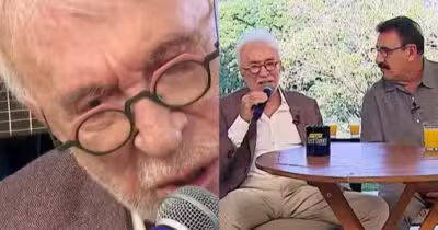 Moacyr Franco chora ao vivo ao expor situação a Ratinho (Foto: Reprodução/Montagem TV Foco)