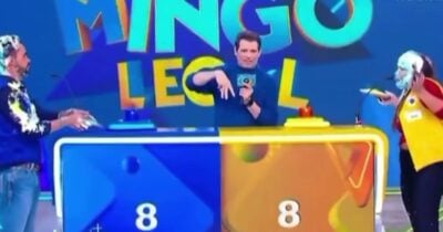 Participante passa o maior vexame no Domingo Legal e faz Portiolli perder o chão (Foto: Reprodução/ SBT)
