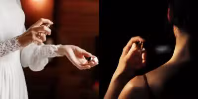 Mulheres passando perfume (Reprodução: Canva)