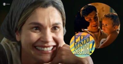Sandra, Candinho e bebê Samir em Êta Mundo Melhor! (Foto: Reprodução / Globo / Montagem TV Foco)