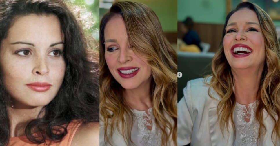 Suzi Rêgo como Carmem, em A Viagem, e agora aos 58 anos (Foto Reprodução/Montagem/Instagram/Lennita/Canva)