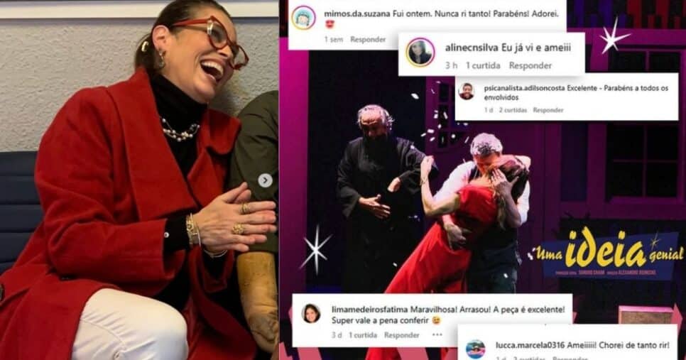 Suzi Rêgo está em cartaz em São Paulo com a peça "Uma Ideia Genial" (Foto Reprodução/Montagem/Instagram/Lennita/Canva)