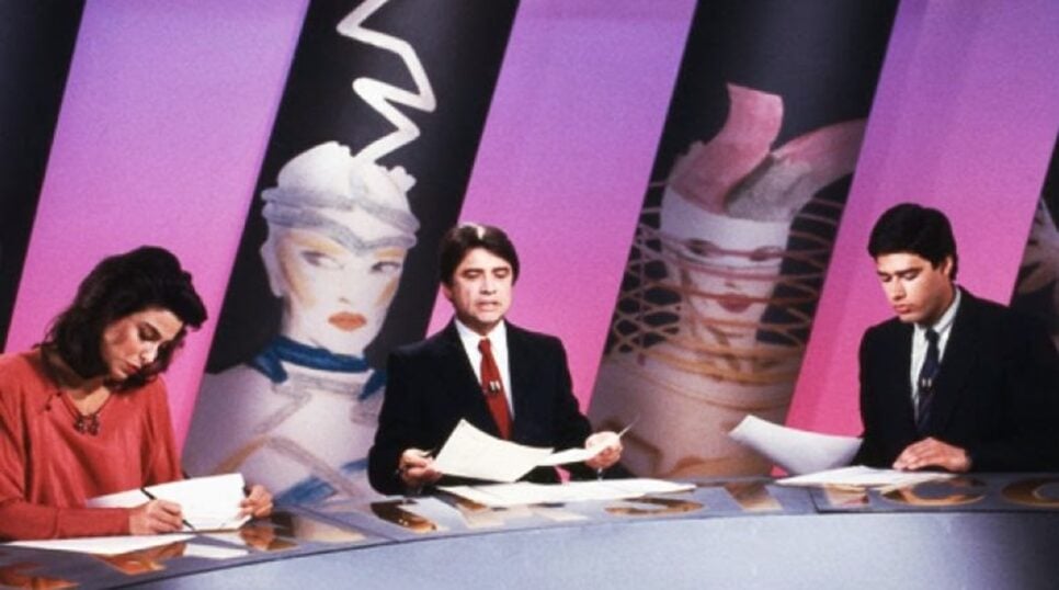 Os âncoras do Fantástico, no início dos anos 90 (Foto: Reprodução/ Globo)