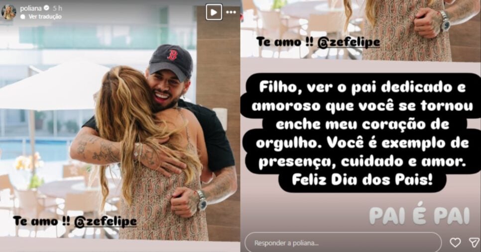 A publicação de Poliana para o filho, Zé Felipe (Foto: Reprodução/ Internet)