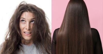 Cabelo com frizz e desidratado e cabelo alinhado e saudável (Foto: Reprodução/ Internet)