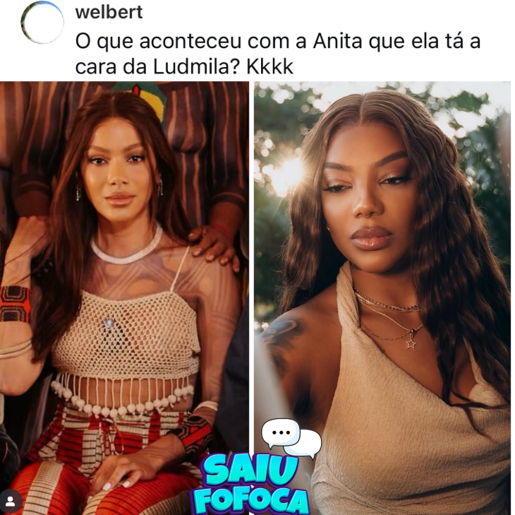 Foto rara de Anitta entrega cara idêntica à cantora Ludmilla e imagem dá o que falar nas redes - Foto Instagram