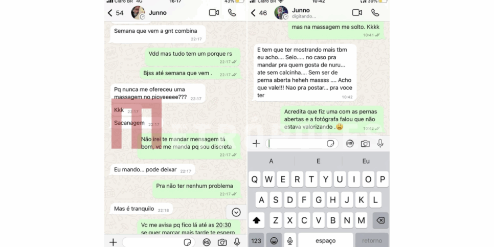 Veja suposta conversa entre Junno Andrade e Luana Saraiva (Foto: Reprodução / Fábia Oliveira. / Metrópoles)
