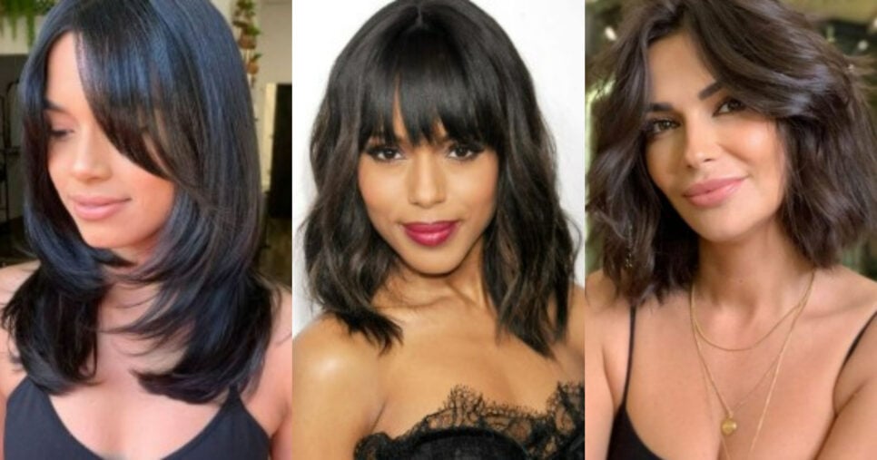 Corte médio repicado com franja negra (Foto: Reprodução/Montagem TV Foco)