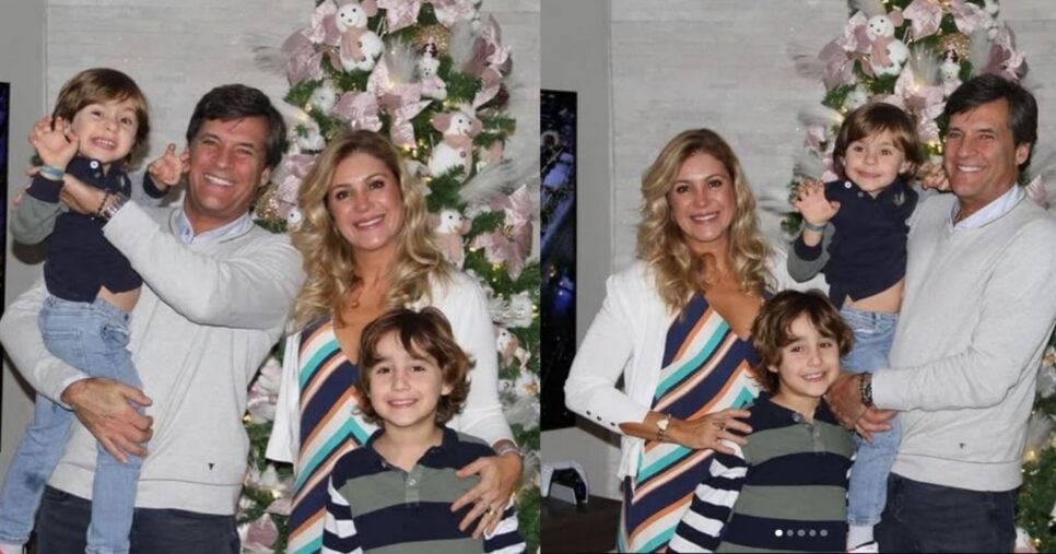 Flávia Freire ao lado do marido e dos filhos (Foto Reprodução/Montagem/Lennita/Tv Foco/Instagram@Flávia Freire Oficial)
