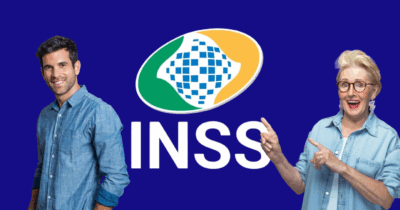 Homem, logo do INSS e senhora (Fotos: Reproduções / Canva)
