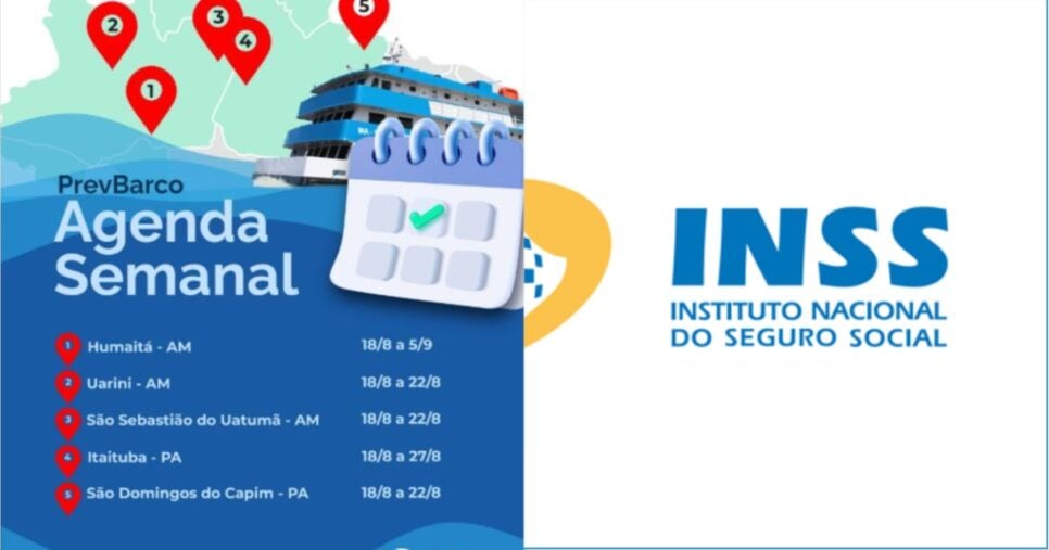 Agenda semanal do PrevBarco do INSS - Foto: Montagem