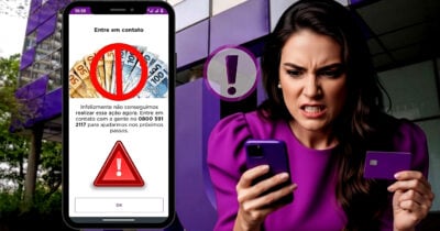 Nubank cancela contas e clientes reclamam pelas redes sociais (Foto Reprodução/Montagem/Lennita/Tv Foco/Canva/Nubank)