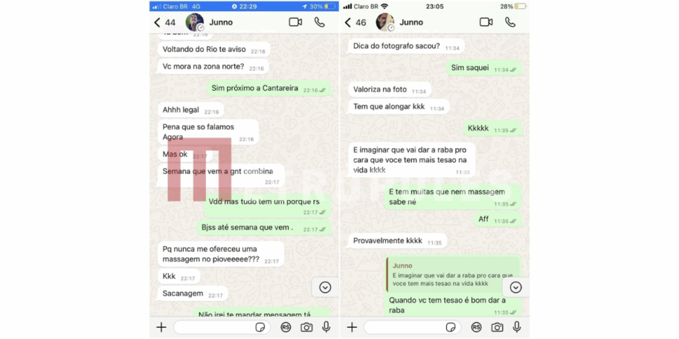Suposta conversa entre Junno Andrade e Luana Saraiva (Foto: Reprodução / Fábia Oliveira. / Metrópoles)