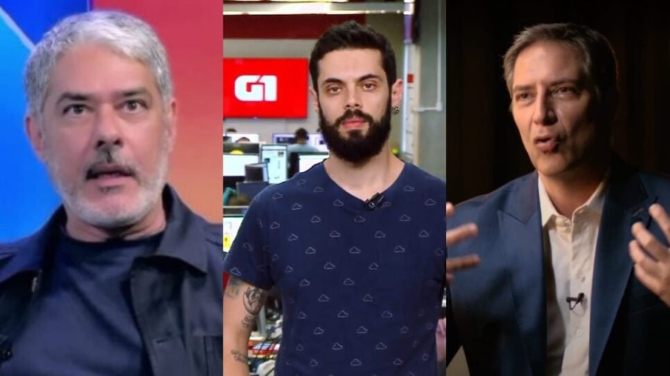 Bonner defendeu Cauê Fabiano de críticas de Lacombe (Foto: Reprodução/ Globo/ Brasil Paralelo, YT/ Montagem)