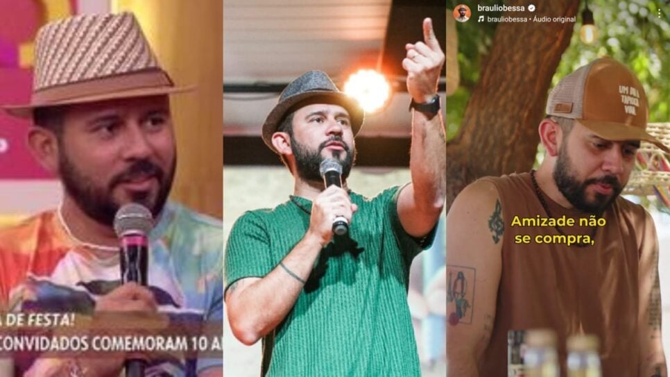 O poeta cordelista nos tempos de TV aberta, declamando em palestras e em vídeos nas redes sociais em 2025 (Foto: Reprodução/ Globo/ Instagram/ Montagem)